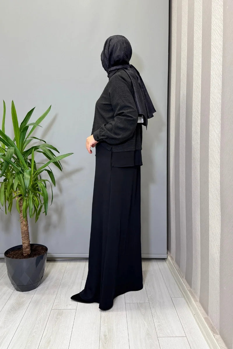 Almarwah Aksesuar Detaylı Elbise 202927 - Siyah - Görsel 2 
