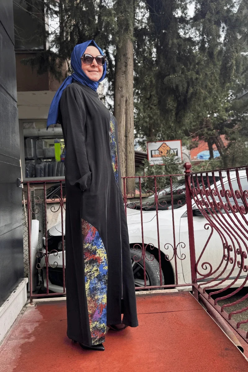 Almarwah Etnik Desenli Kap 404926 - Siyah - Görsel 3 