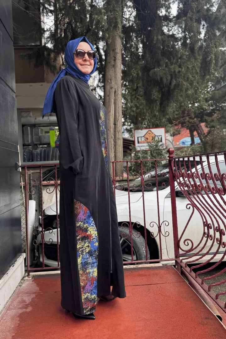 Almarwah Etnik Desenli Kap 404926 - Siyah - Görsel 3 