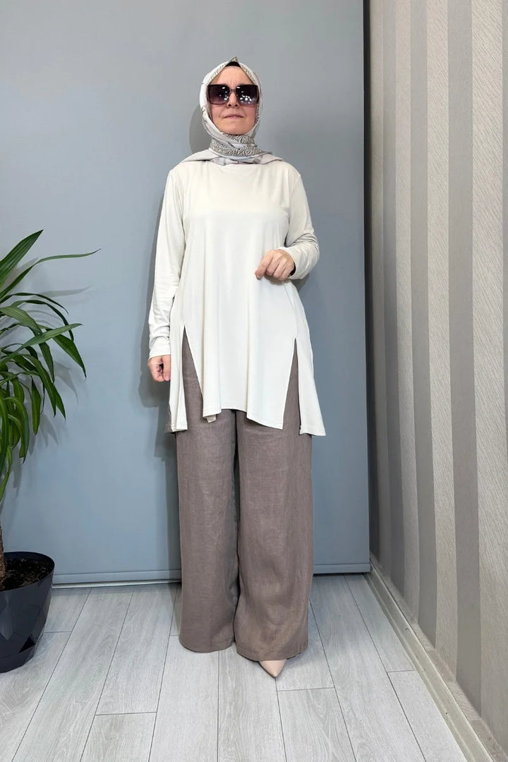 Almarwah Keten Pantolon 606119 - Vizon - Görsel 2 