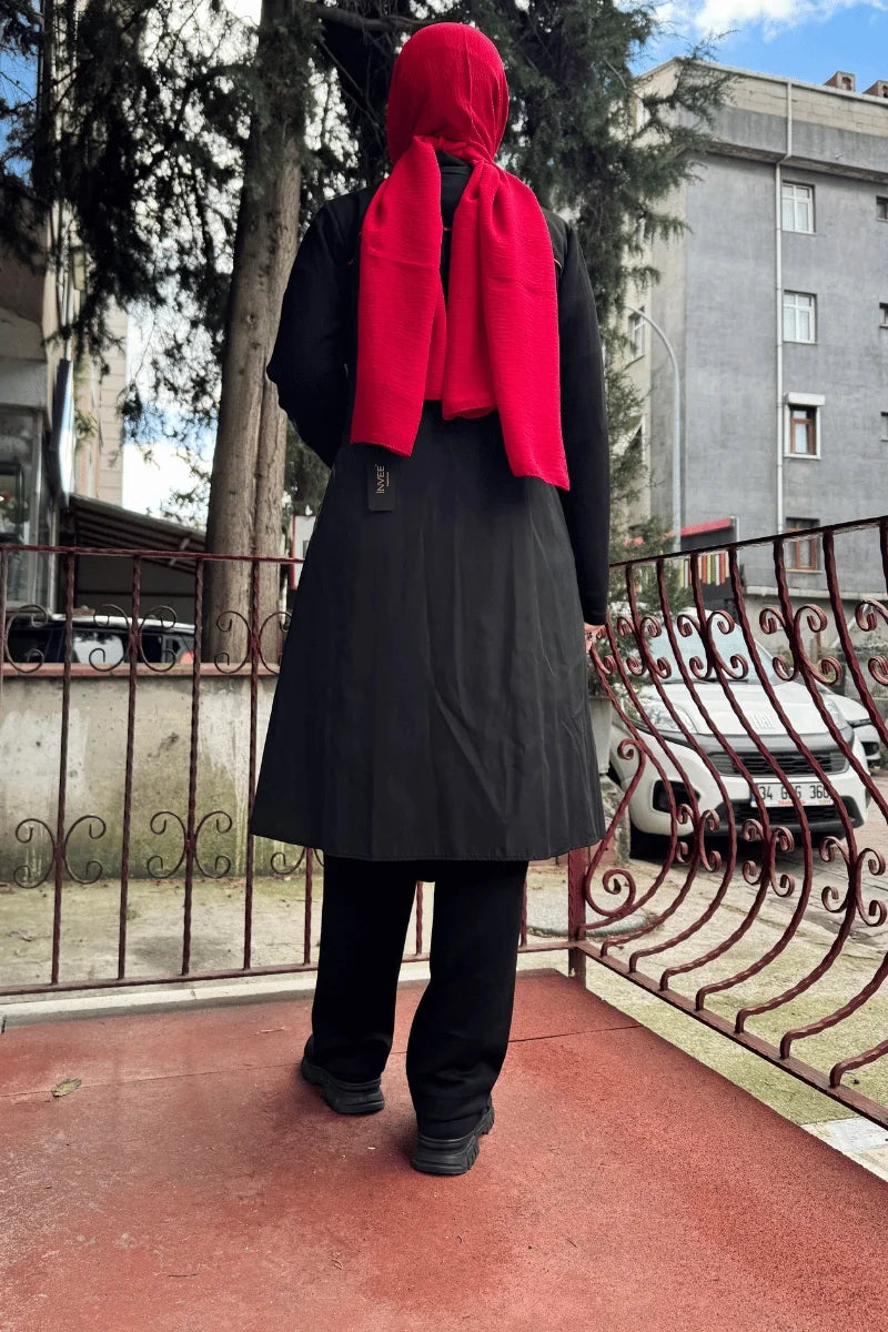 Almarwah Paraşüt Kumaş Spor Gömlek 101972 - Siyah - Görsel 2 