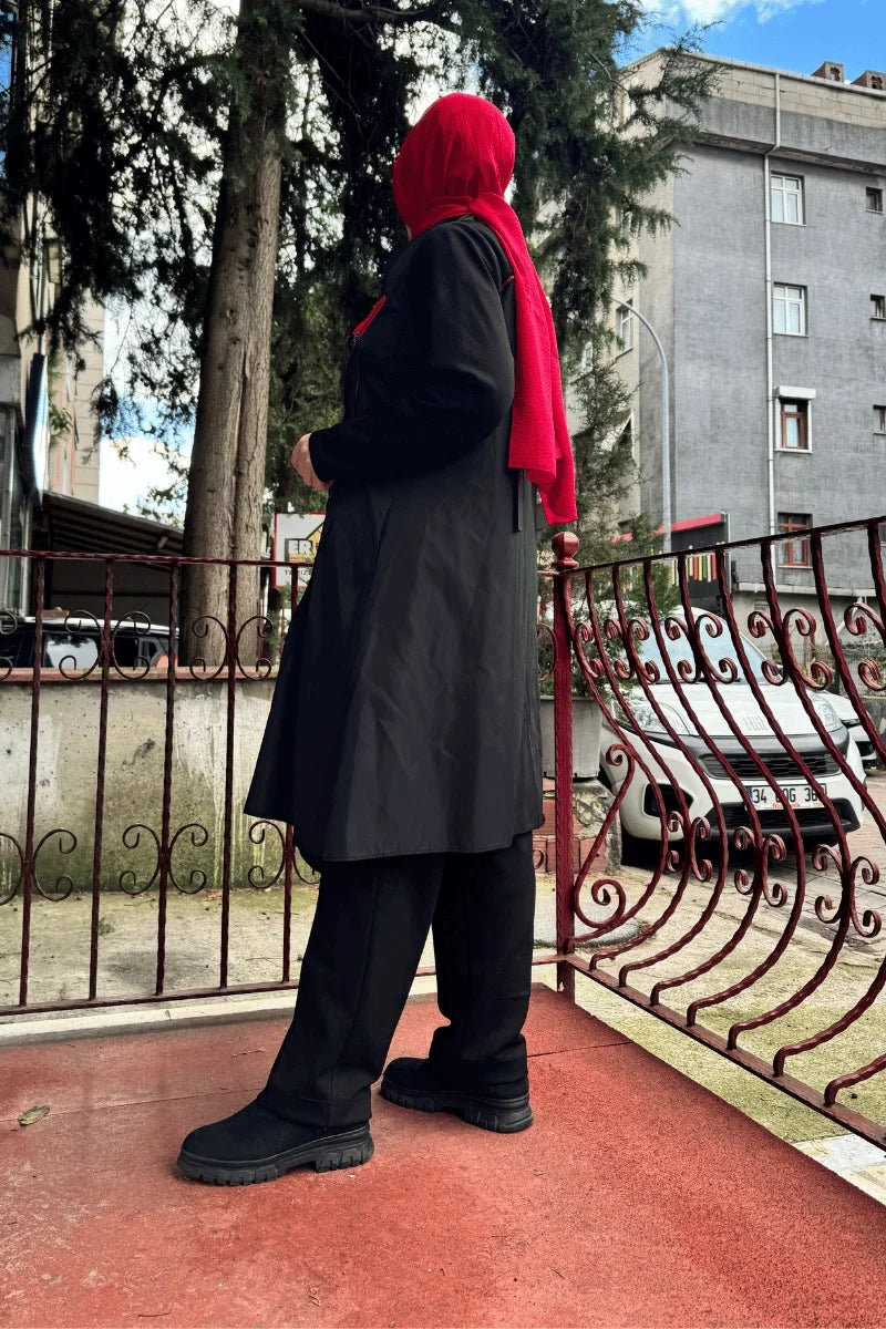Almarwah Paraşüt Kumaş Spor Gömlek 101972 - Siyah - Görsel 3 