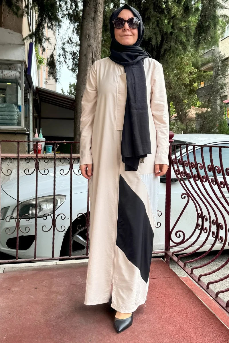 Almarwah Yanı Fermuar Detaylı Kap 404839 - Bej - Görsel 1 #renk_bej