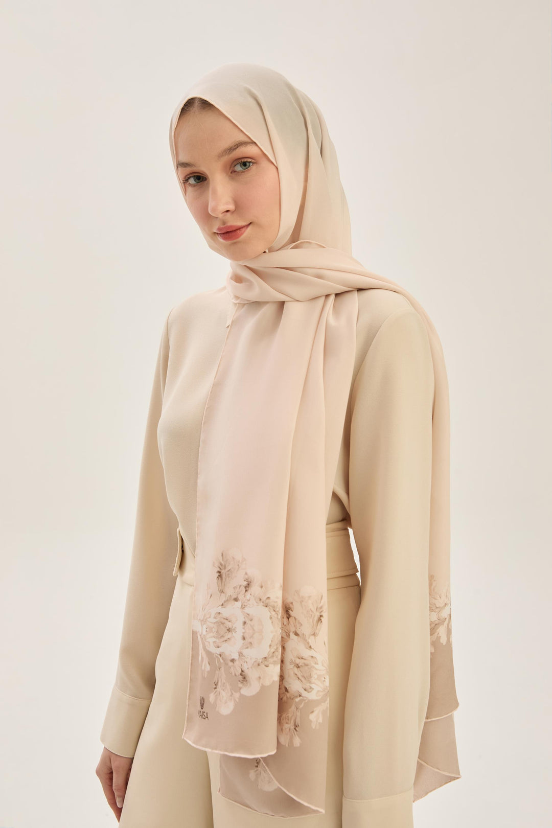 Maisa AREN KREP İPEK ŞAL 70*190 CM - KOYU BEJ