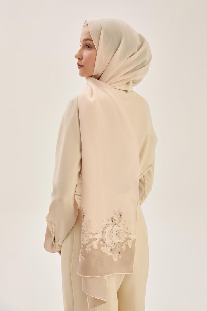 Maisa AREN KREP İPEK ŞAL 70*190 CM - KOYU BEJ