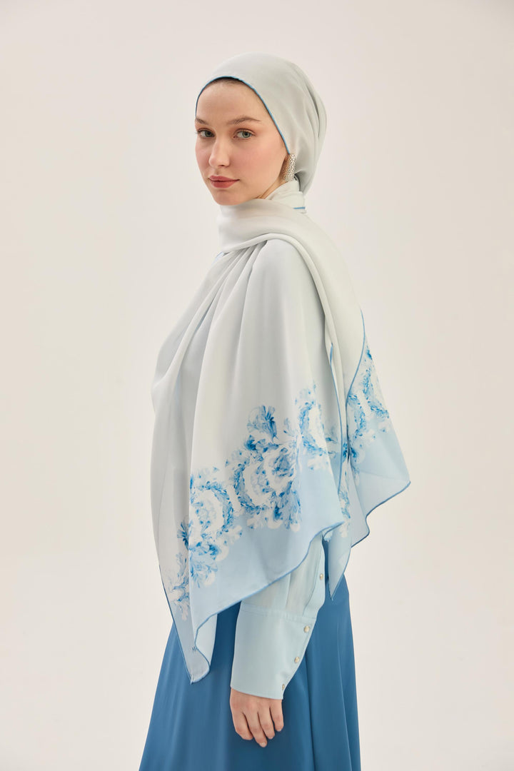 Maisa AREN KREP İPEK ŞAL 70*190 CM - MAVİ