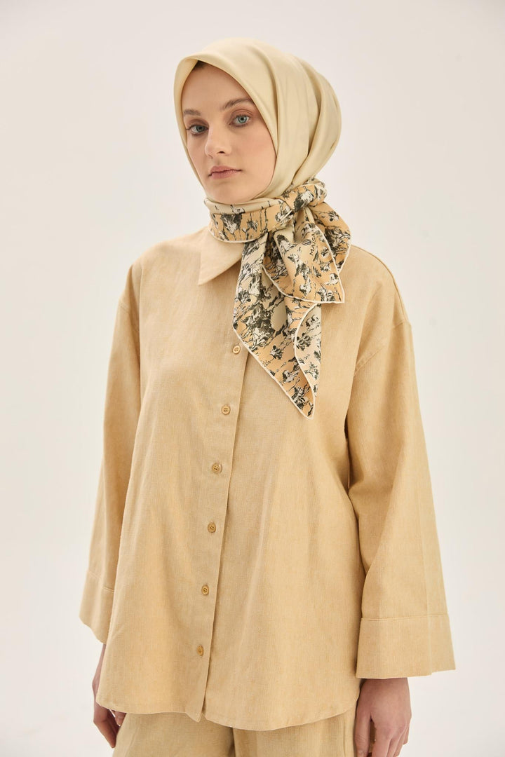 Maisa ARUS TİVİL İPEK EŞARP 90*90 CM - BEJ