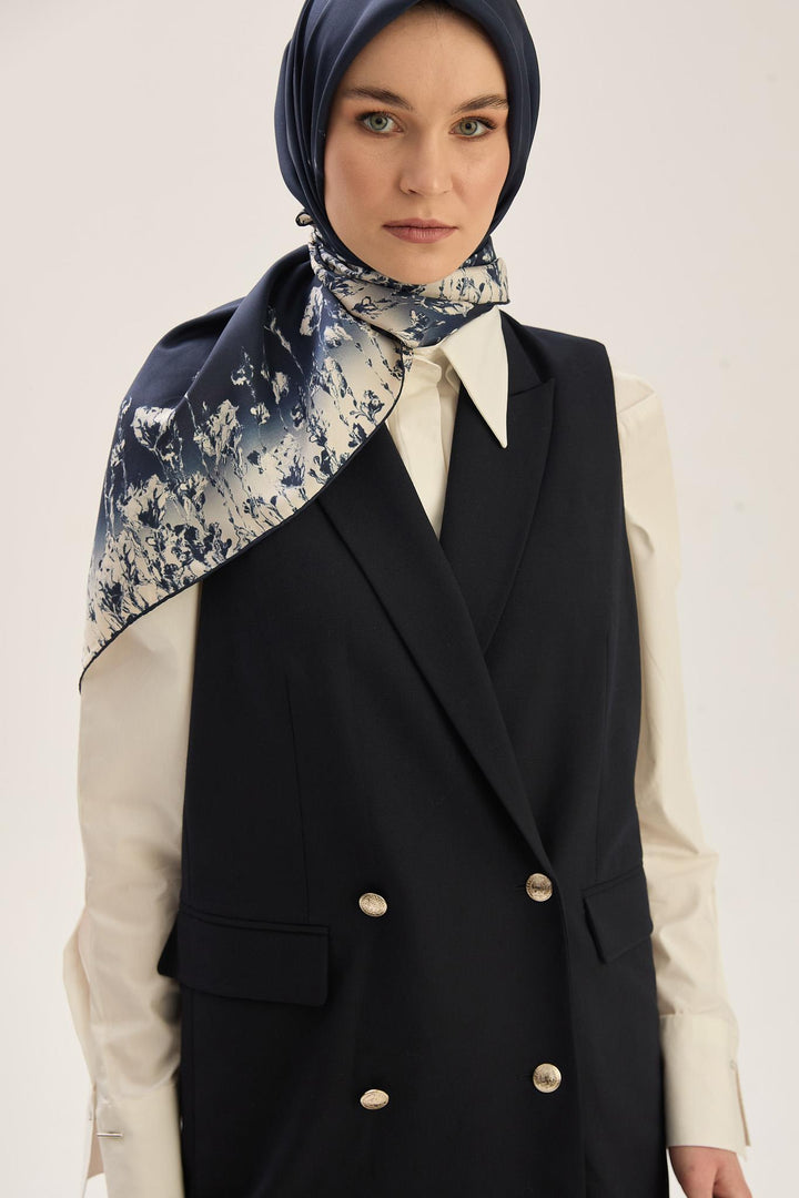 Maisa ARUS TİVİL İPEK EŞARP 90*90 CM - LACİVERT