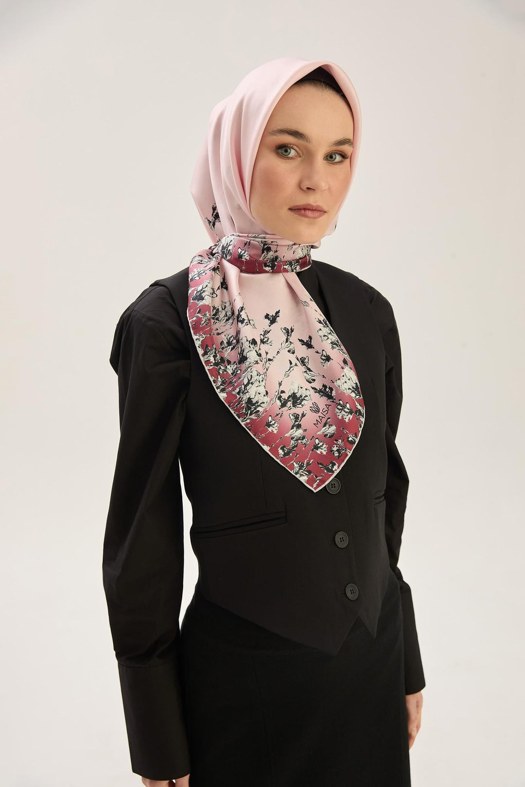 Maisa ARUS TİVİL İPEK EŞARP 90*90 CM - PEMBE