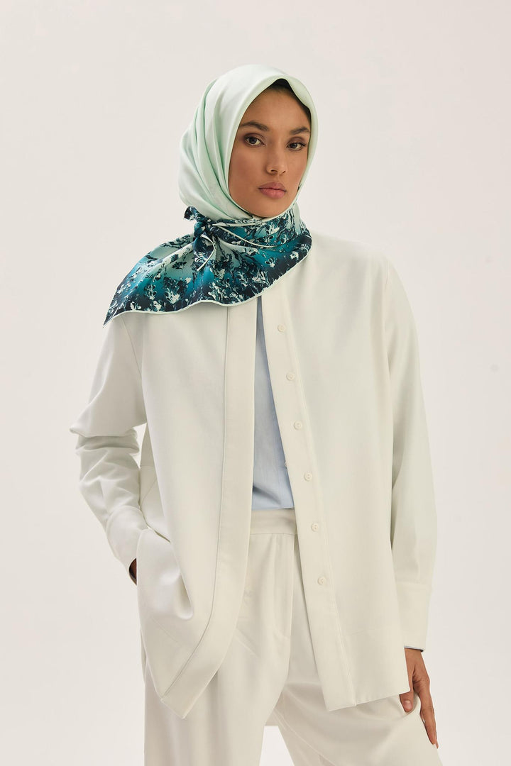 Maisa ARUS TİVİL İPEK EŞARP 90*90 CM - TURKUAZ