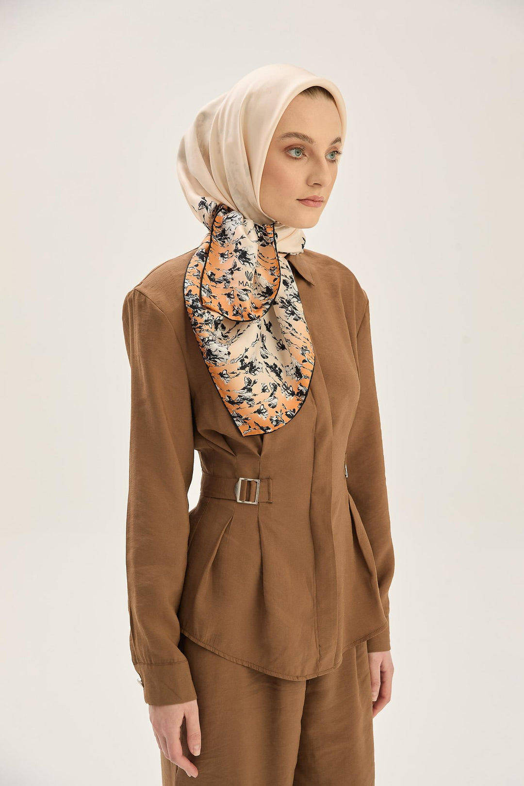 Maisa ARUS TİVİL İPEK EŞARP 90*90 CM - TURUNCU