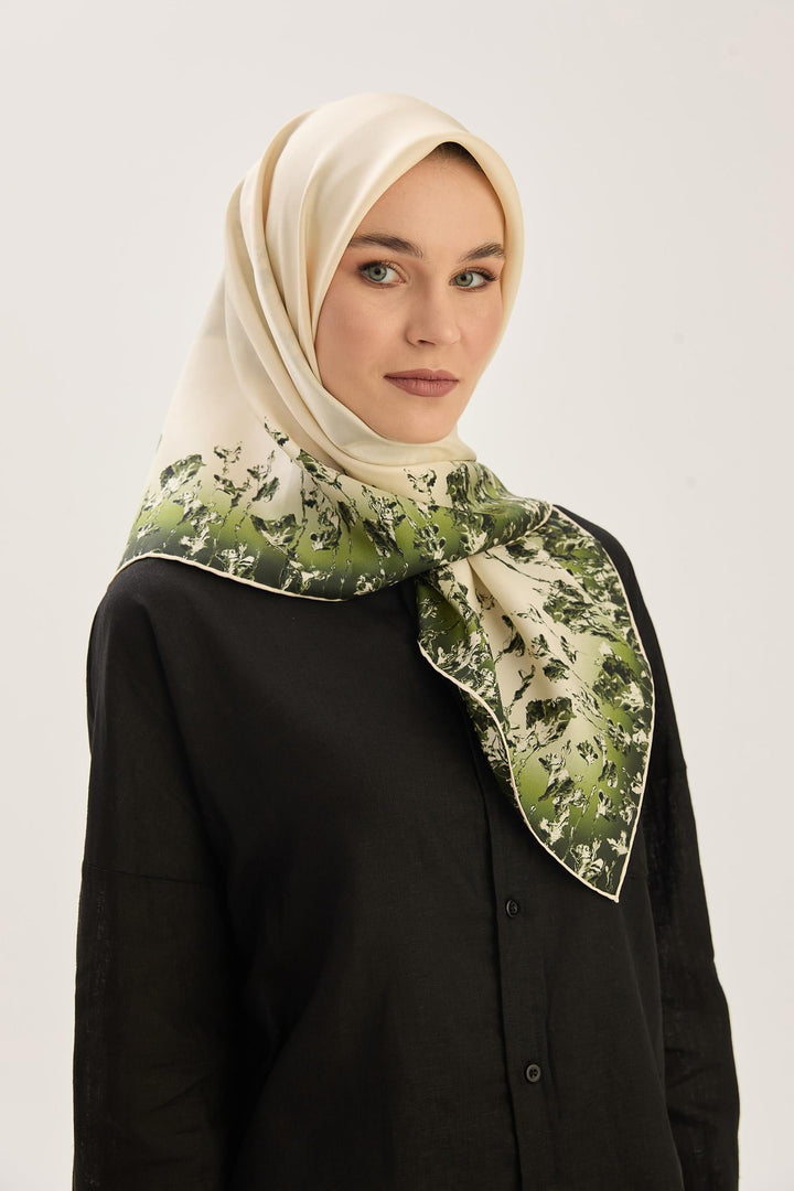 Maisa ARUS TİVİL İPEK EŞARP 90*90 CM - YEŞİL