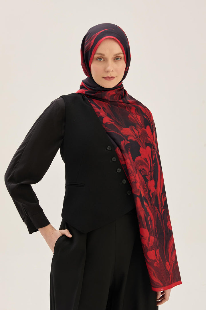 Maisa Arya Floş Viskon Şal - Bordo