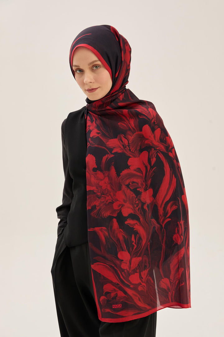 Maisa Arya Floş Viskon Şal - Bordo