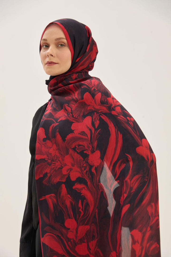 Maisa Arya Floş Viskon Şal - Bordo