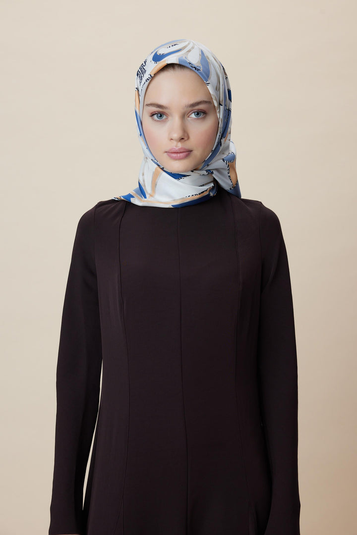 ATOL TİVİL İPEK EŞARP 90*90 CM - AÇIK MAVİ - Görsel 5