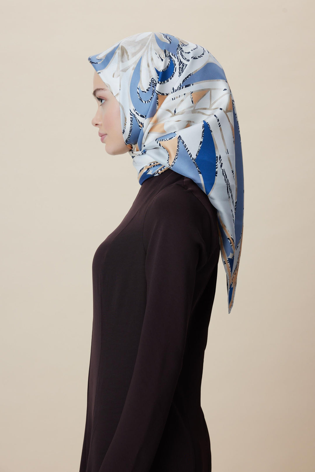 ATOL TİVİL İPEK EŞARP 90*90 CM - AÇIK MAVİ - Görsel 3