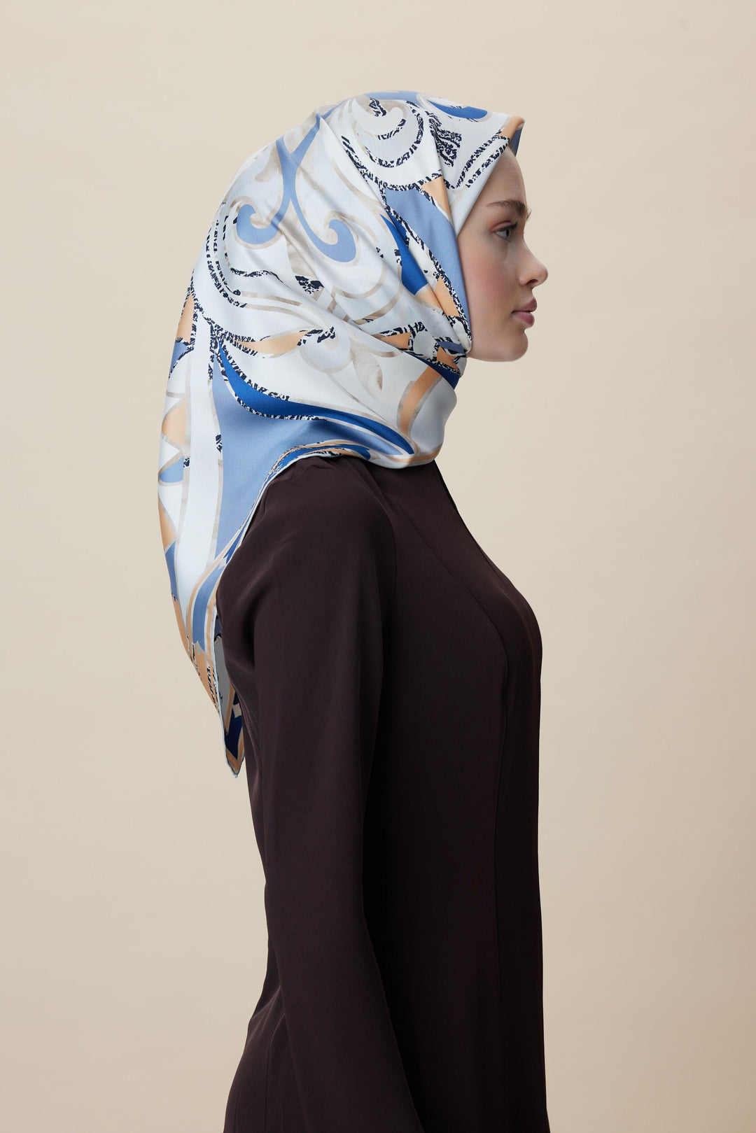 ATOL TİVİL İPEK EŞARP 90*90 CM - AÇIK MAVİ - Görsel 6