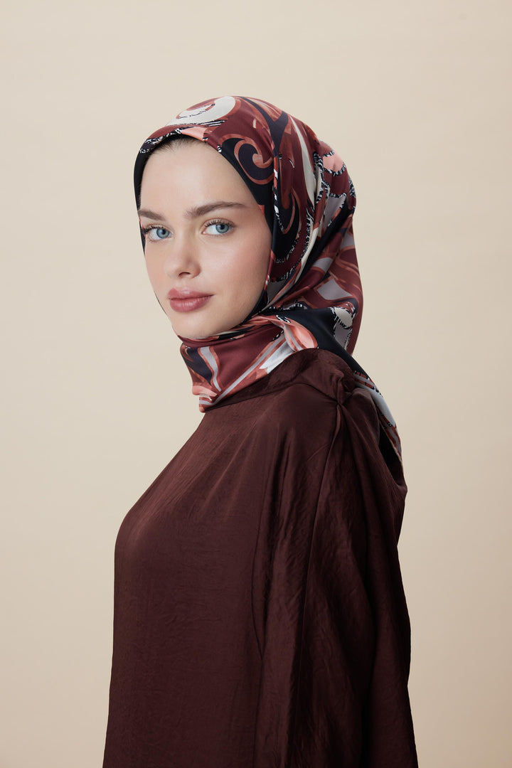 ATOL TİVİL İPEK EŞARP 90*90 CM - BORDO - Görsel 8