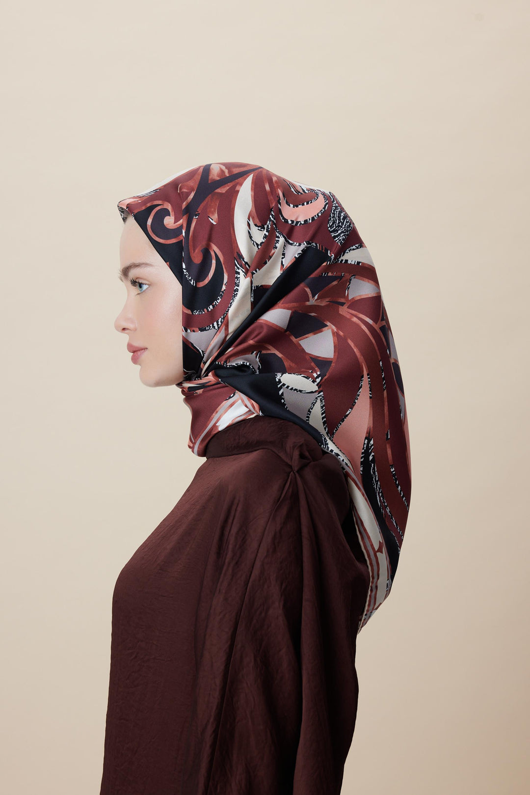ATOL TİVİL İPEK EŞARP 90*90 CM - BORDO - Görsel 4