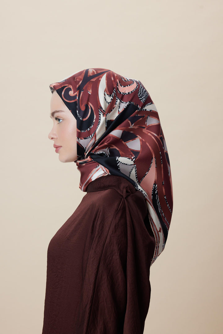 ATOL TİVİL İPEK EŞARP 90*90 CM - BORDO - Görsel 4