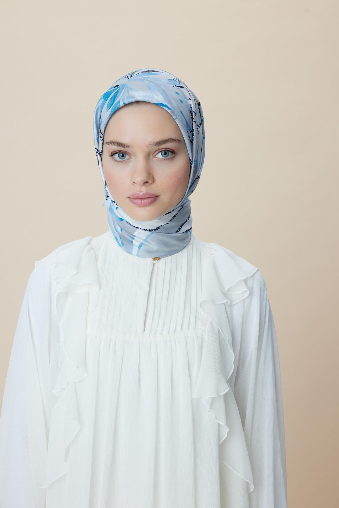 ATOL TİVİL İPEK EŞARP 90*90 CM - BUZ MAVİSİ - Görsel 7
