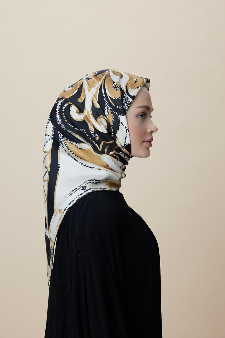ATOL TİVİL İPEK EŞARP 90*90 CM - GOLD - Görsel 7