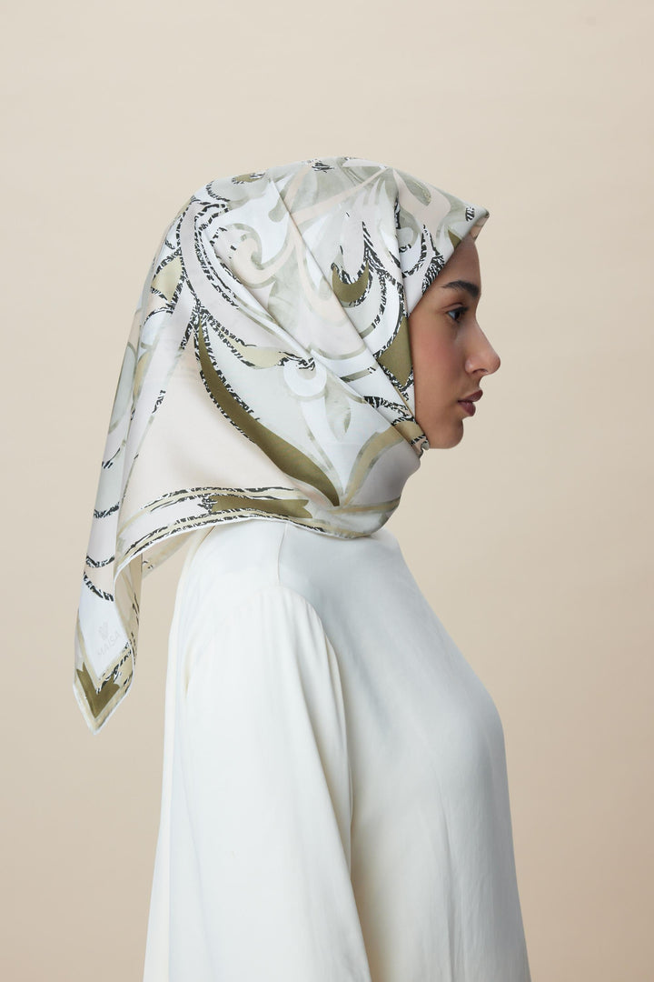 ATOL TİVİL İPEK EŞARP 90*90 CM - HAKİ - Görsel 4
