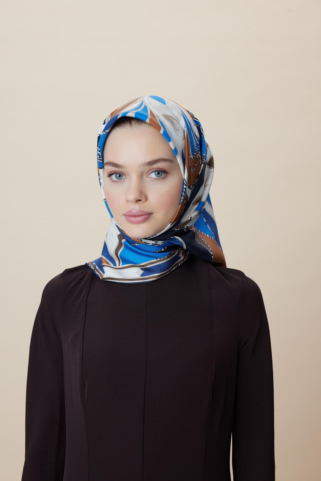ATOL TİVİL İPEK EŞARP 90*90 CM - LACİVERT - Görsel 5