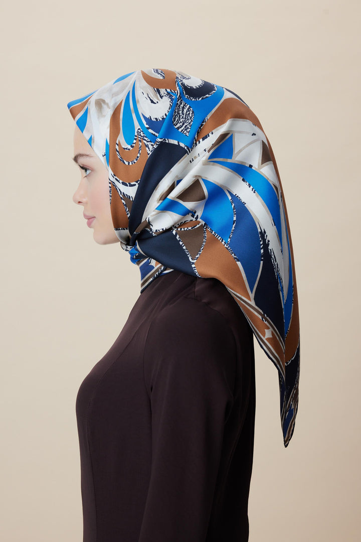 ATOL TİVİL İPEK EŞARP 90*90 CM - LACİVERT - Görsel 3