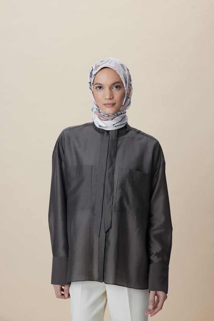 ATOL TİVİL İPEK EŞARP 90*90 CM - PUDRA PEMBE - Görsel 5