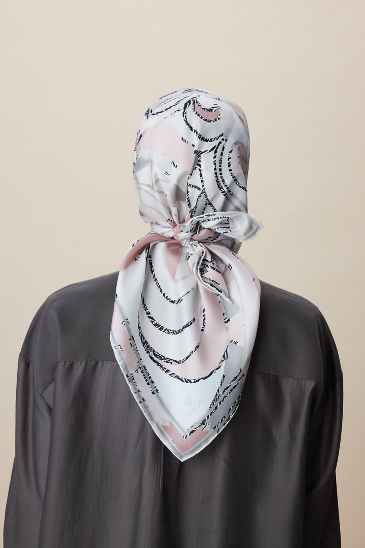 ATOL TİVİL İPEK EŞARP 90*90 CM - PUDRA PEMBE - Görsel 3