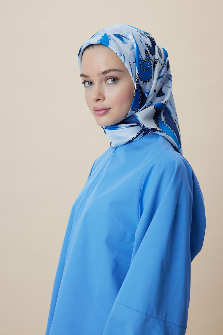 ATOL TİVİL İPEK EŞARP 90*90 CM - SAKS - Görsel 10