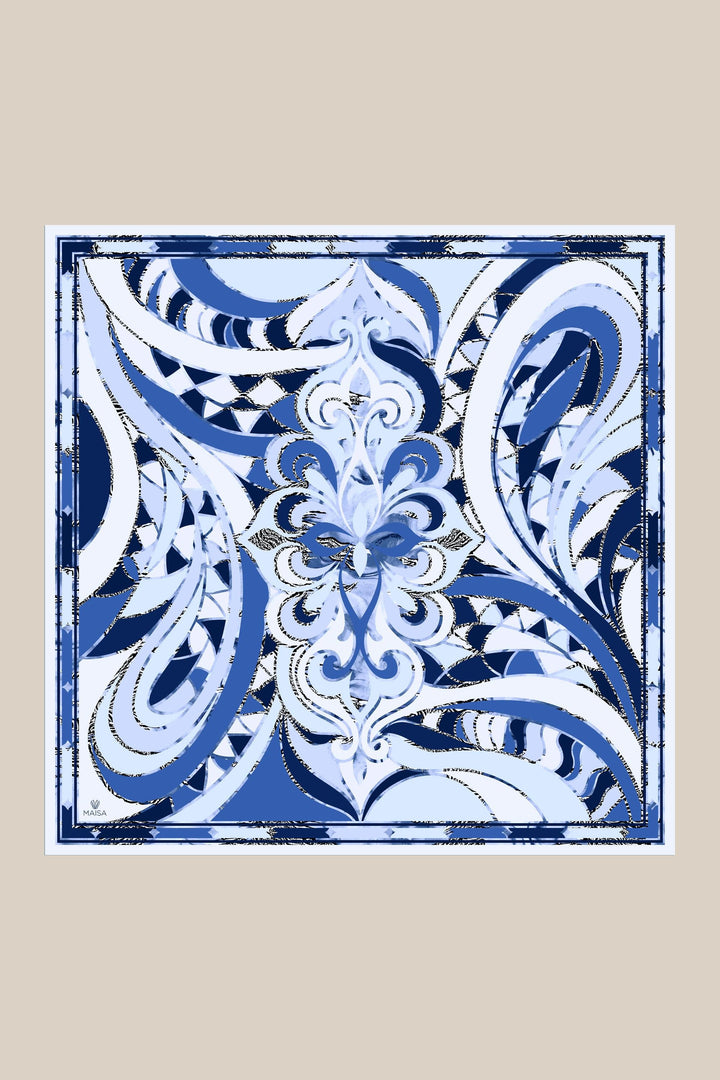 ATOL TİVİL İPEK EŞARP 90*90 CM - SAKS - Görsel 3