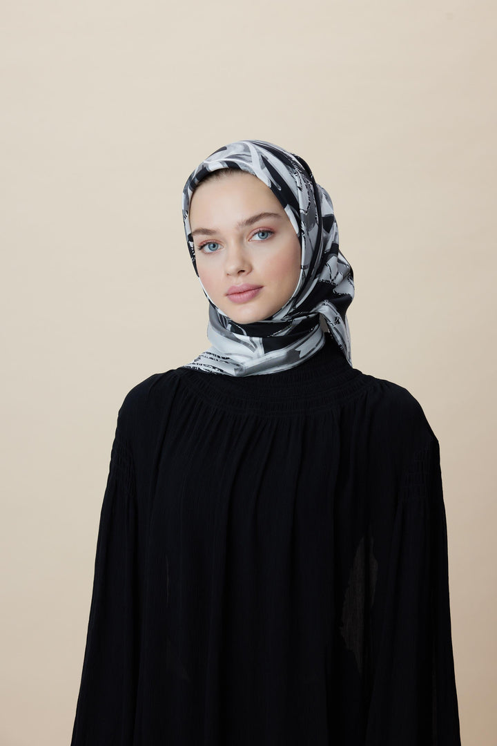 ATOL TİVİL İPEK EŞARP 90*90 CM - SİYAH - Görsel 6