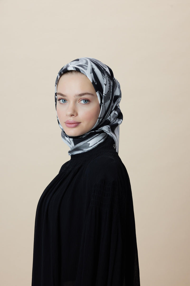 ATOL TİVİL İPEK EŞARP 90*90 CM - SİYAH - Görsel 7