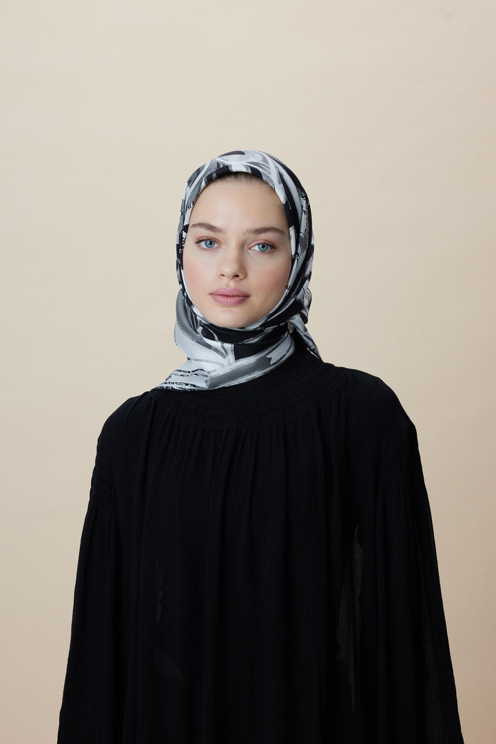 ATOL TİVİL İPEK EŞARP 90*90 CM - SİYAH - Görsel 5