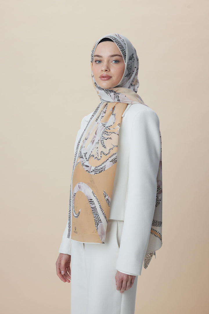 Maisa AYÇIL KREP İPEK ŞAL 70*190 CM - AÇIK BEJ