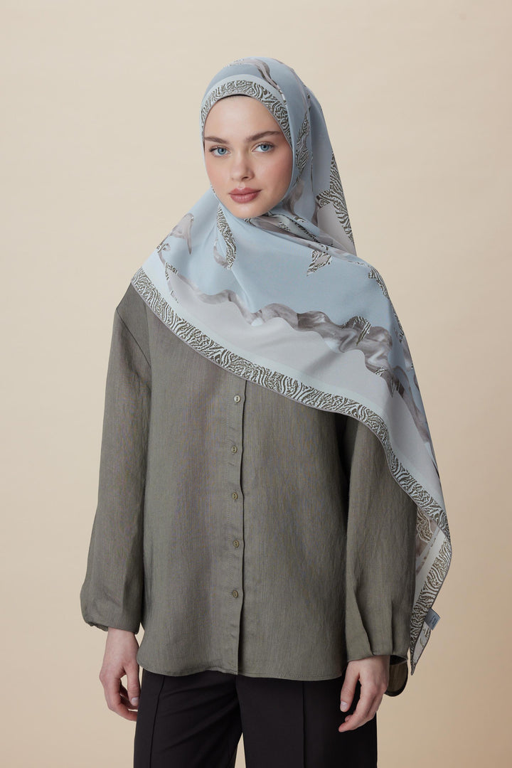 Maisa AYÇIL KREP İPEK ŞAL 70*190 CM - BUZ MAVİSİ