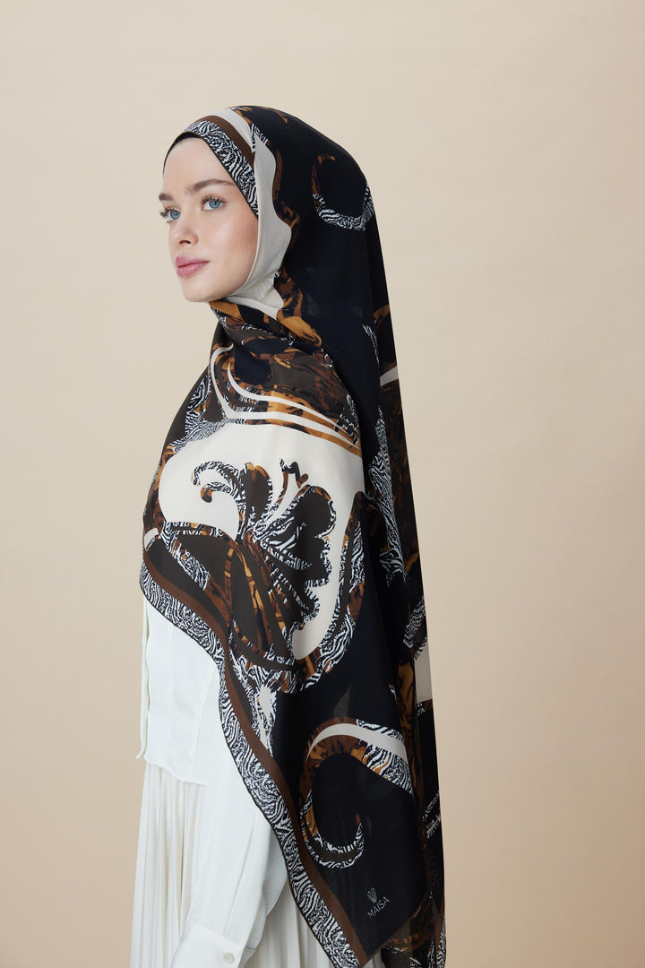 Maisa AYÇIL KREP İPEK ŞAL 70*190 CM - GOLD