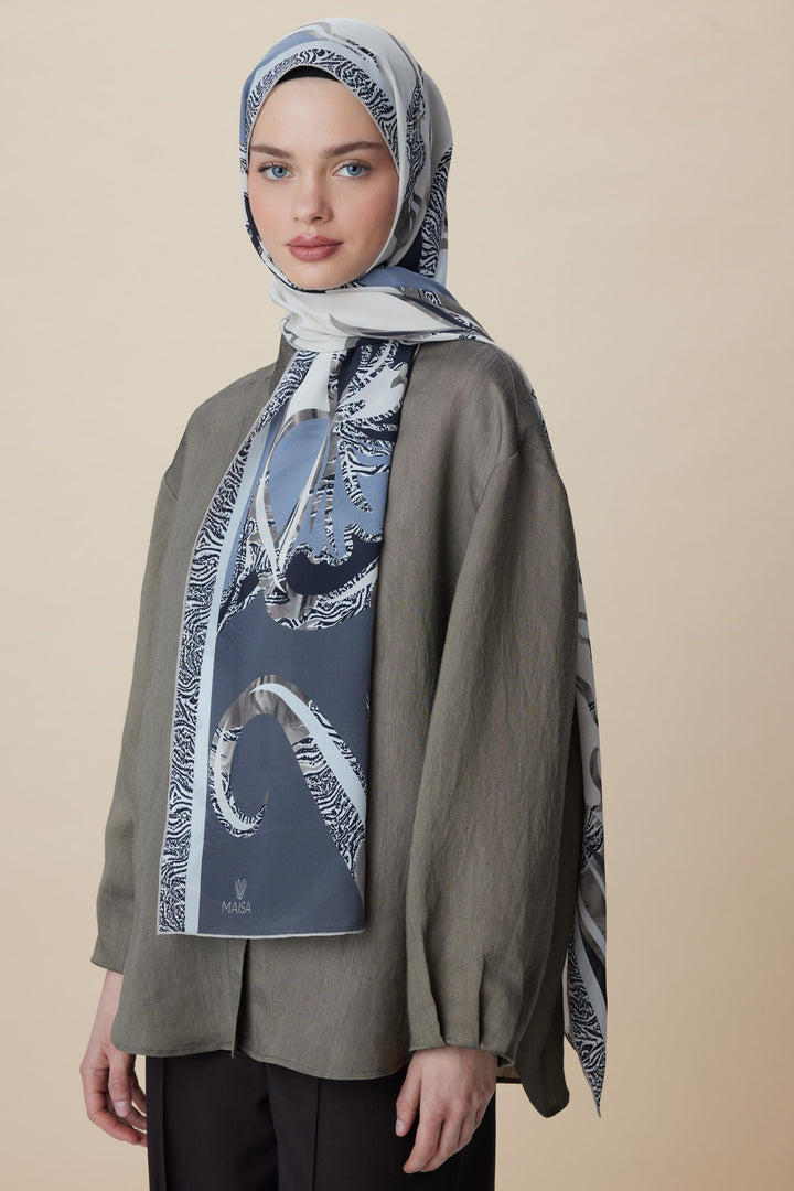 Maisa AYÇIL KREP İPEK ŞAL 70*190 CM - GRİ