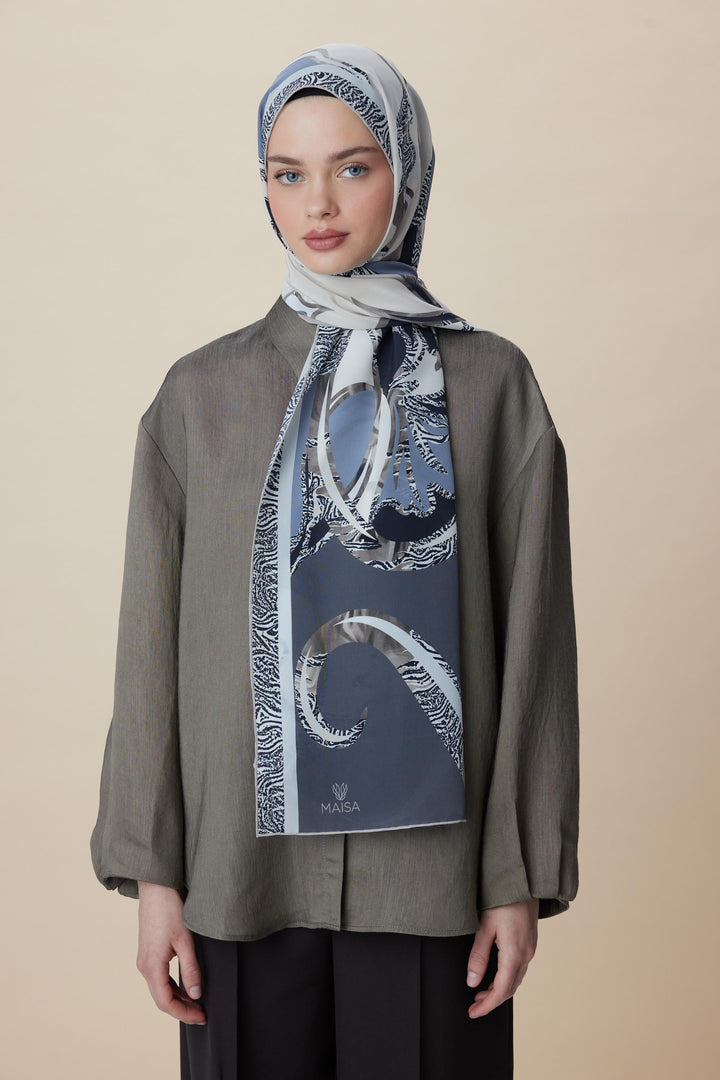 Maisa AYÇIL KREP İPEK ŞAL 70*190 CM - GRİ