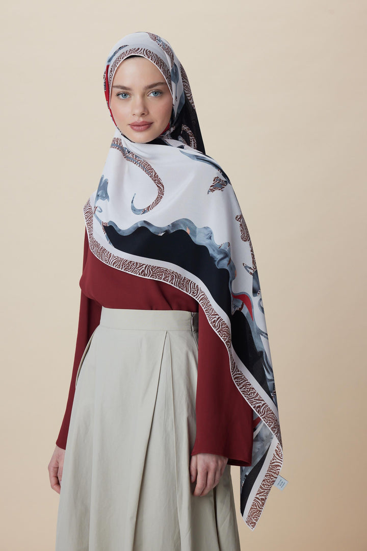 Maisa AYÇIL KREP İPEK ŞAL 70*190 CM - KIRMIZI