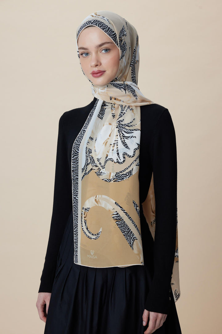 Maisa AYÇIL KREP İPEK ŞAL 70*190 CM - KUM