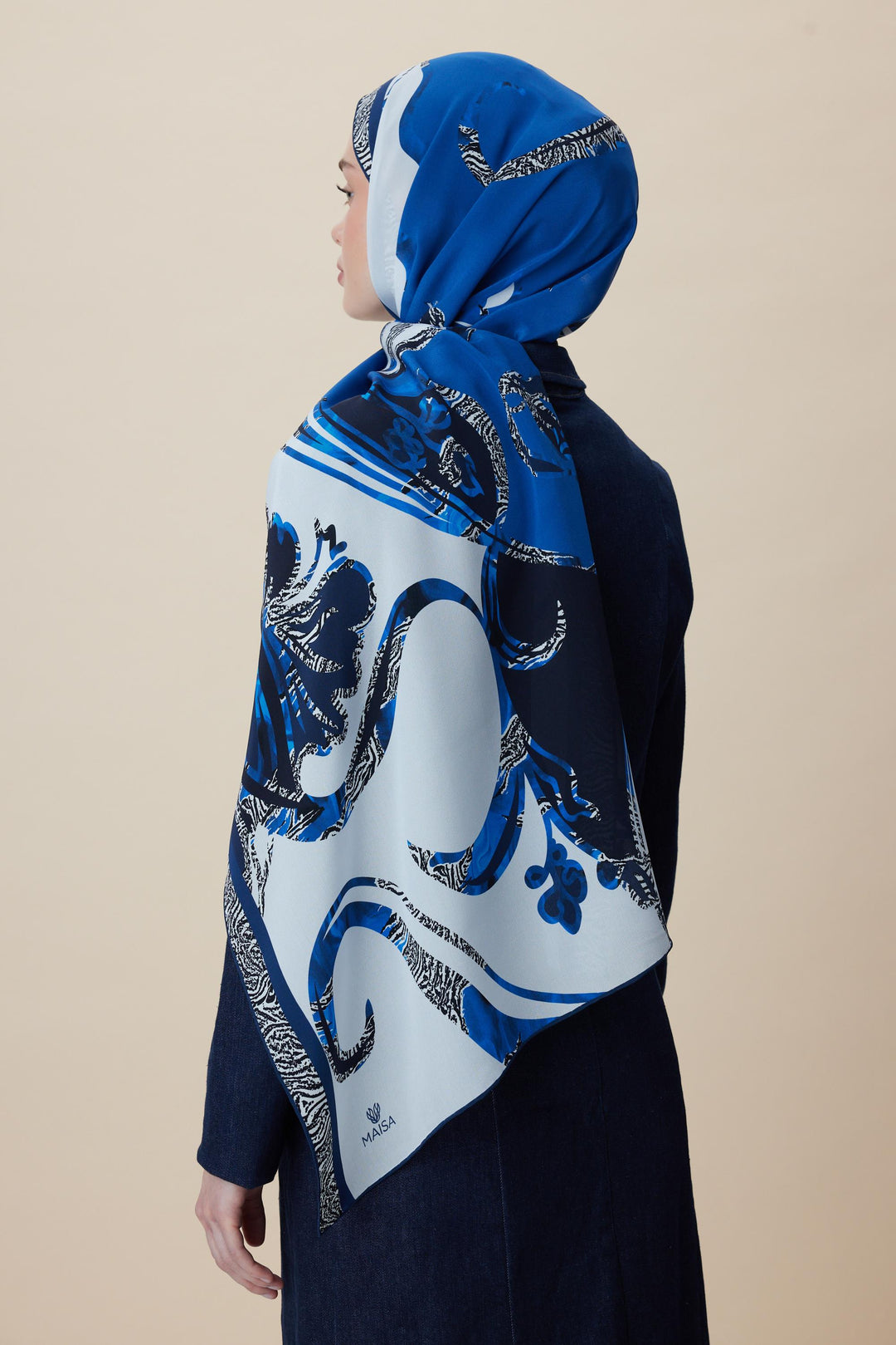 Maisa AYÇIL KREP İPEK ŞAL 70*190 CM - MAVİ