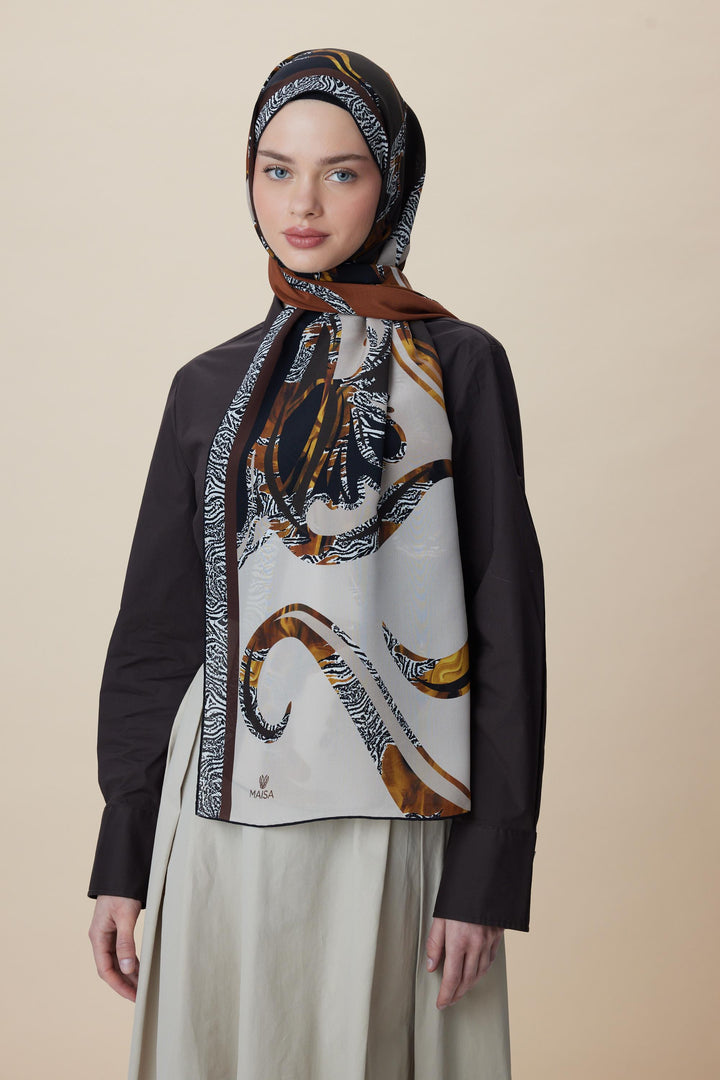 Maisa AYÇIL KREP İPEK ŞAL 70*190 CM - TABA
