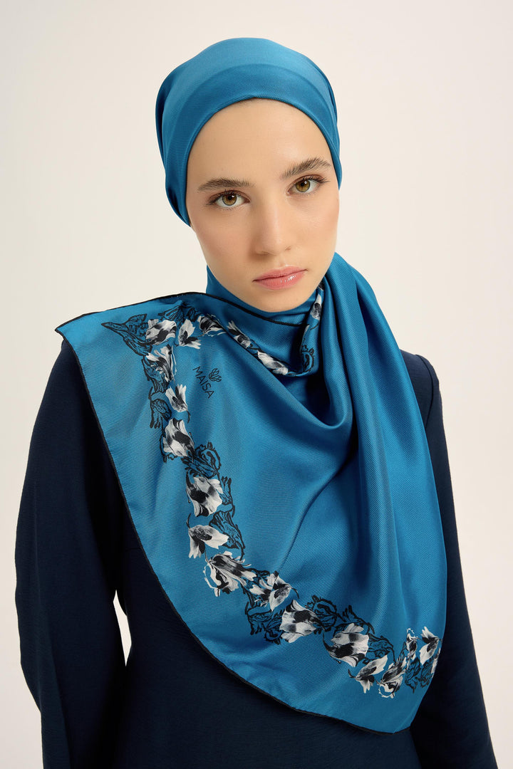 Maisa Bade Mulberry İpek Şal - Mavi