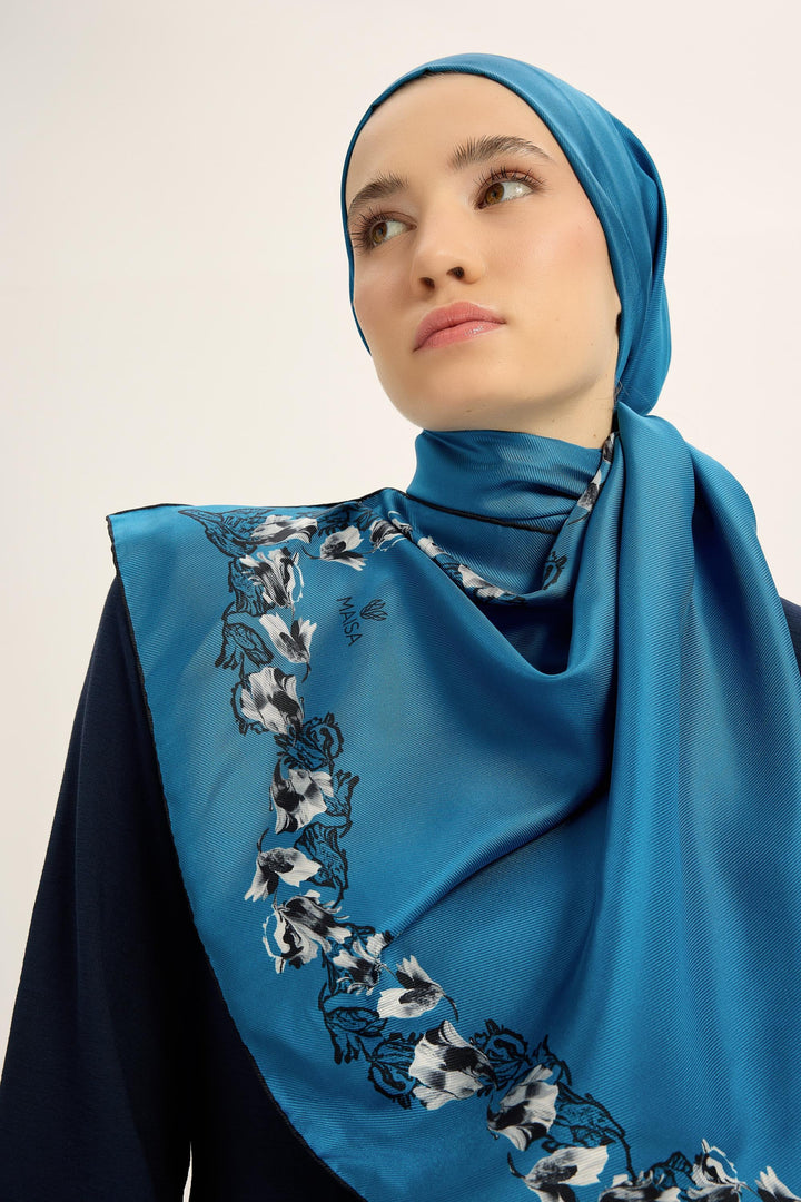Maisa Bade Mulberry İpek Şal - Mavi