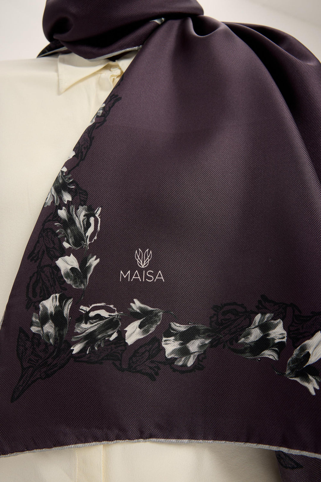 Maisa Bade Mulberry İpek Şal - Mürdüm