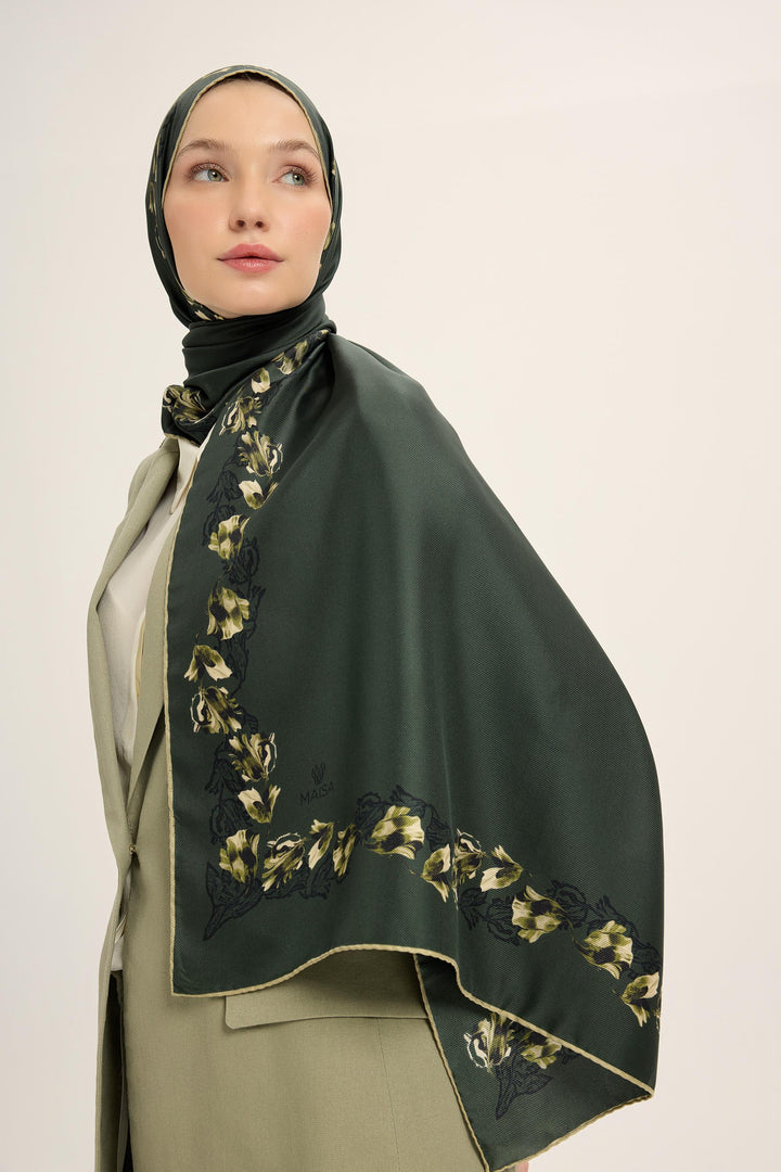 Maisa Bade Mulberry İpek Şal - Yeşil